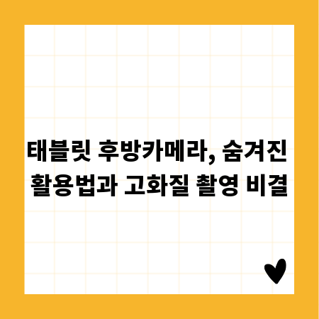 태블릿 후방카메라, 숨겨진 활용법과 고화질 촬영 비결