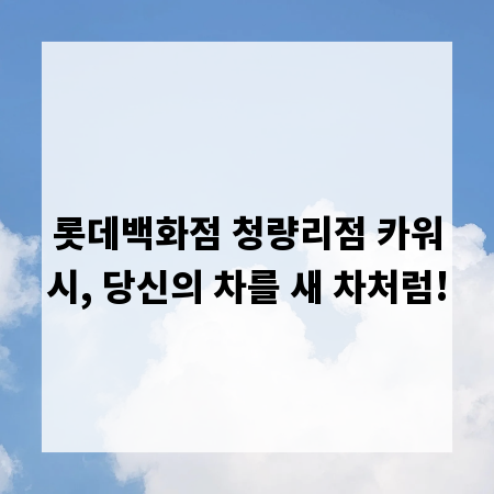 롯데백화점 청량리점 카워시, 당신의 차를 새 차처럼!