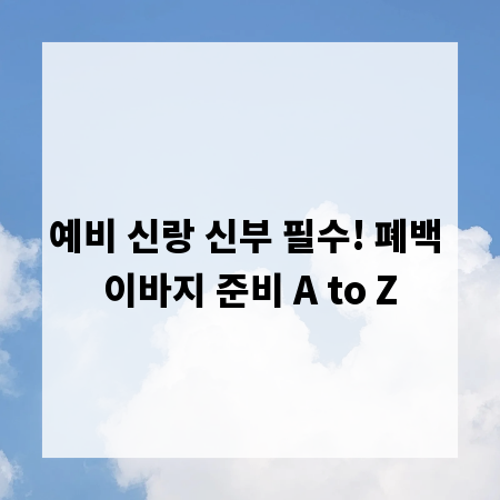 예비 신랑 신부 필수! 폐백 이바지 준비 A to Z