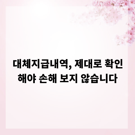 대체지급내역, 제대로 확인해야 손해 보지 않습니다