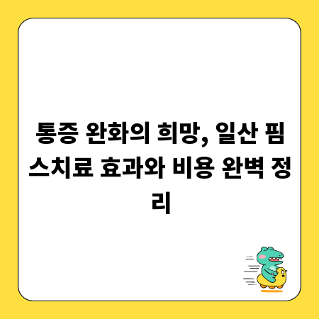 통증 완화의 희망, 일산 핌스치료 효과와 비용 완벽 정리