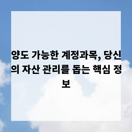 양도 가능한 계정과목, 당신의 자산 관리를 돕는 핵심 정보