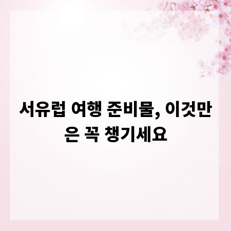 서유럽 여행 준비물, 이것만은 꼭 챙기세요