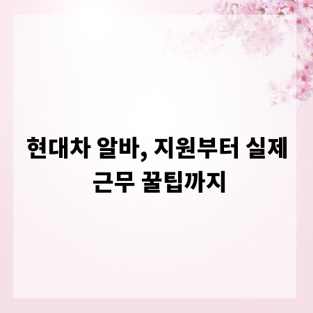 현대차 알바, 지원부터 실제 근무 꿀팁까지