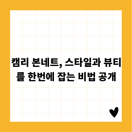 캠리 본네트, 스타일과 뷰티를 한번에 잡는 비법 공개