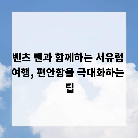벤츠 밴과 함께하는 서유럽 여행, 편안함을 극대화하는 팁