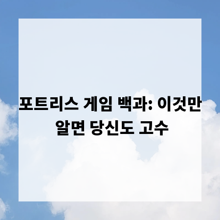 포트리스 게임 백과: 이것만 알면 당신도 고수