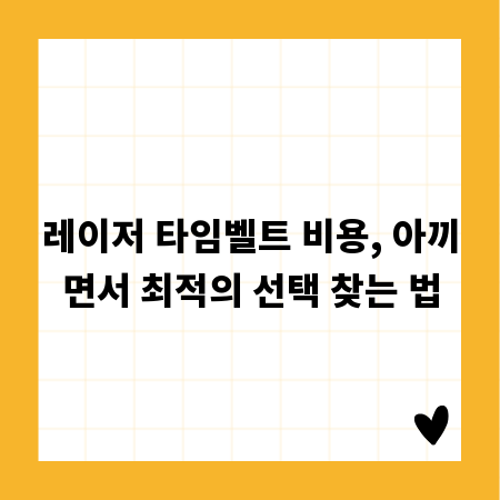 레이저 타임벨트 비용, 아끼면서 최적의 선택 찾는 법