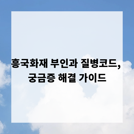 흥국화재 부인과 질병코드, 궁금증 해결 가이드
