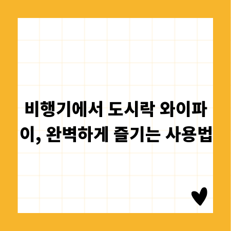 비행기에서 도시락 와이파이, 완벽하게 즐기는 사용법