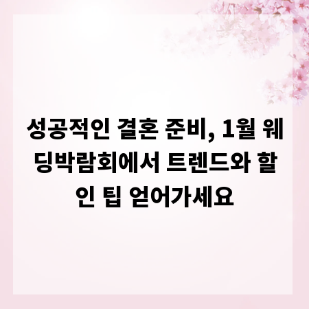 성공적인 결혼 준비, 1월 웨딩박람회에서 트렌드와 할인 팁 얻어가세요