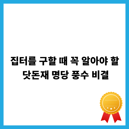 집터를 구할 때 꼭 알아야 할 닷돈재 명당 풍수 비결