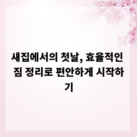 새집에서의 첫날, 효율적인 짐 정리로 편안하게 시작하기