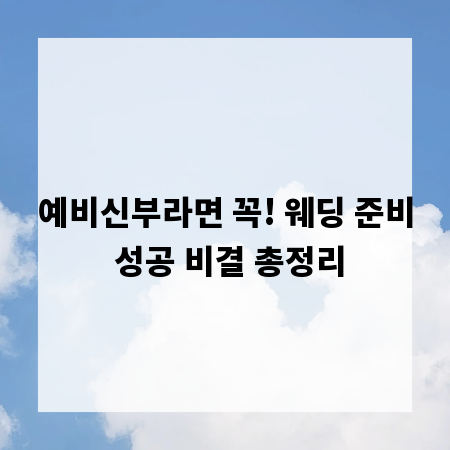 예비신부라면 꼭! 웨딩 준비 성공 비결 총정리