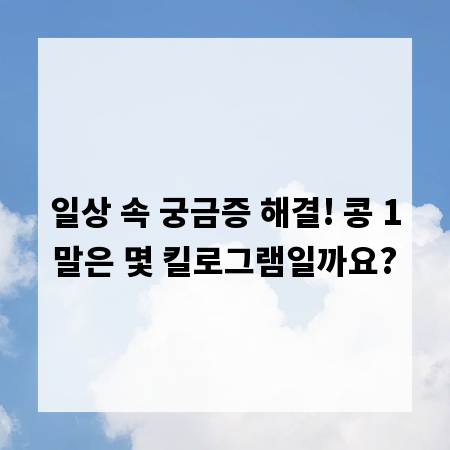 일상 속 궁금증 해결! 콩 1말은 몇 킬로그램일까요?