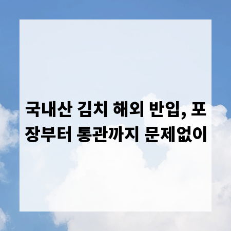 국내산 김치 해외 반입, 포장부터 통관까지 문제없이