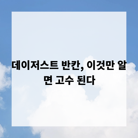 데이저스트 반칸, 이것만 알면 고수 된다