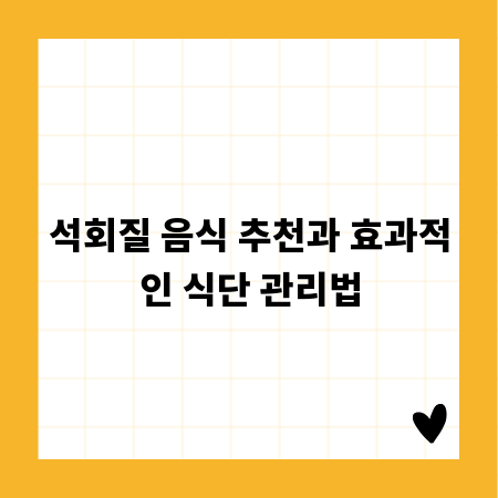 석회질 음식 추천과 효과적인 식단 관리법