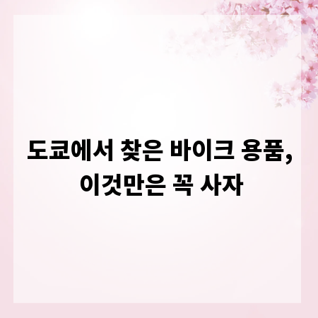 도쿄에서 찾은 바이크 용품, 이것만은 꼭 사자