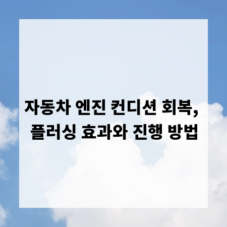 자동차 엔진 컨디션 회복, 플러싱 효과와 진행 방법
