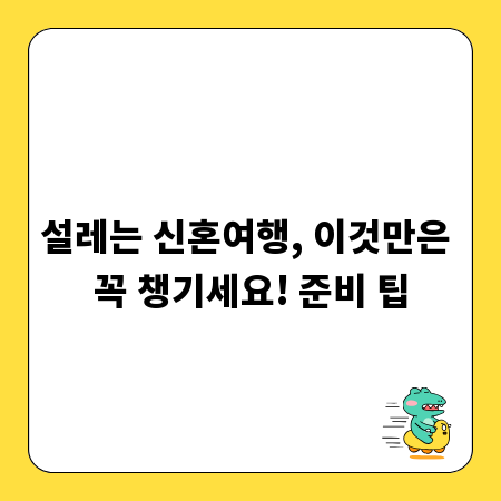 설레는 신혼여행, 이것만은 꼭 챙기세요! 준비 팁