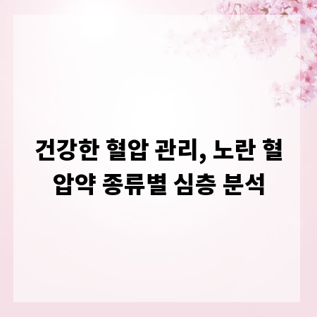 건강한 혈압 관리, 노란 혈압약 종류별 심층 분석